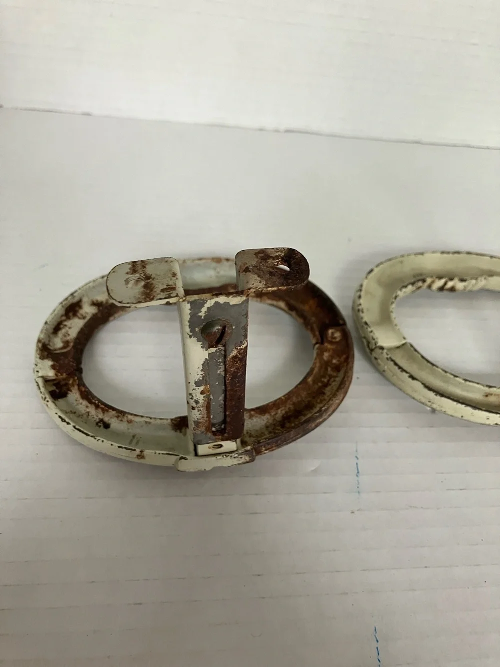Antique Cream and Brown Oval Cast Iron Decorative Curtain Tiebacks Adjustable 5”